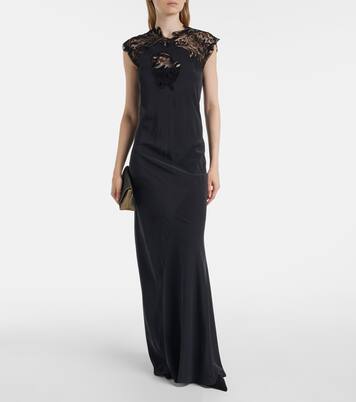 Lace-trimmed silk gown | Ferragamo