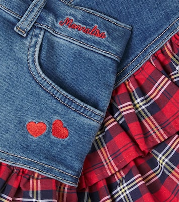 Tartan cotton-blend denim skirt | Monnalisa