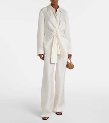 Draped silk satin shirt | Róhe