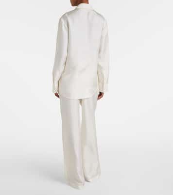 Draped silk satin shirt | Róhe