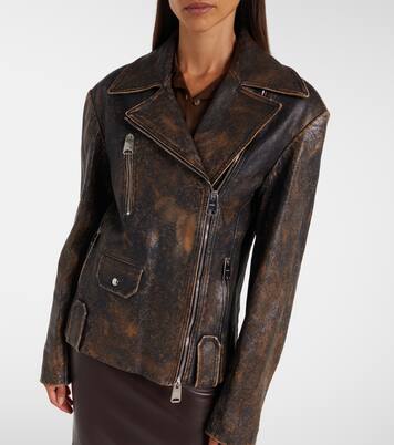 Catalina distressed leather biker jacket | Khaite