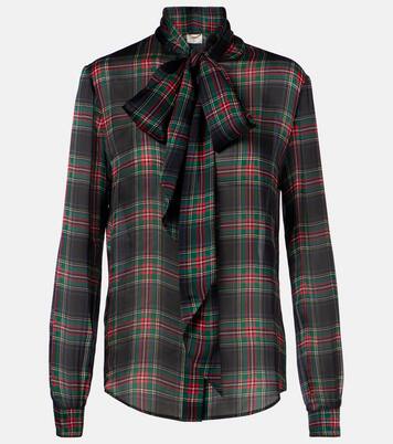 Plaid silk blouse | Saint Laurent