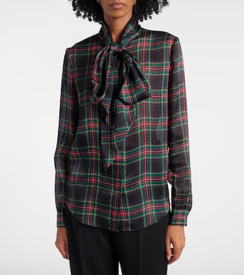 Plaid silk blouse | Saint Laurent