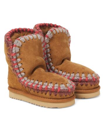 Embroidered shearling-lined suede boots | Mou Kids