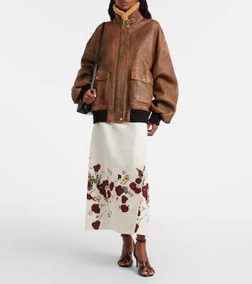 Demi floral silk and cotton midi skirt | Khaite