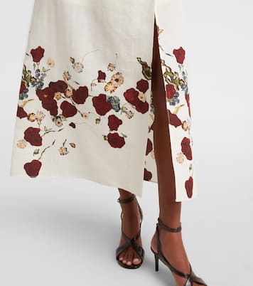 Demi floral silk and cotton midi skirt | Khaite