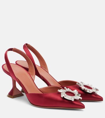 Begum 70 embellished satin slingback pumps | Amina Muaddi