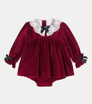 Bebé - set de vestido de terciopelo de algodón y braga | La Coqueta