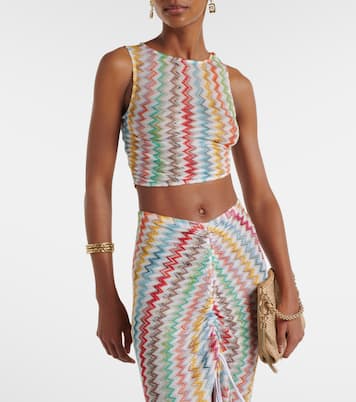 Zigzag ruched lamé crop top | Missoni