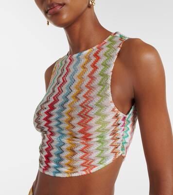 Zigzag ruched lamé crop top | Missoni