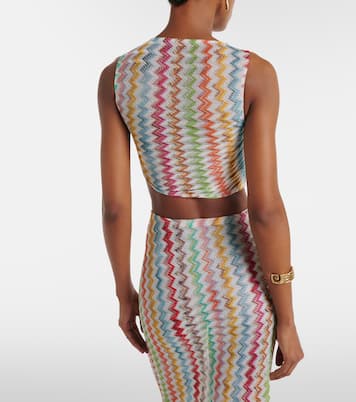 Zigzag ruched lamé crop top | Missoni