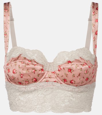 Floral lace-trimmed silk and cotton bra | Dolce&Gabbana
