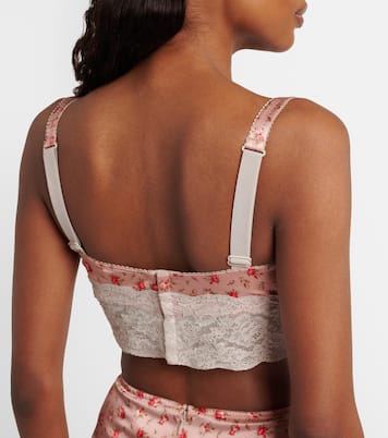 Floral lace-trimmed silk and cotton bra | Dolce&Gabbana