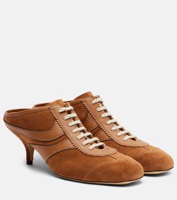 65 leather-trimmed suede mules | Dries Van Noten