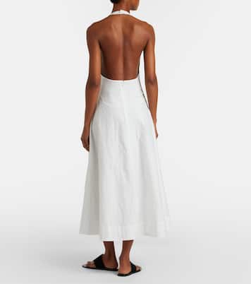 Halterneck cotton-blend poplin midi dress | Róhe