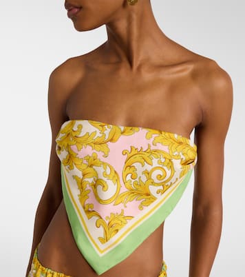 Printed silk twill bandeau top | Versace