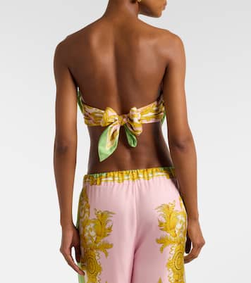 Printed silk twill bandeau top | Versace
