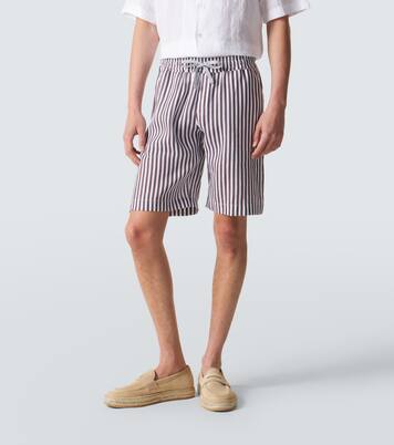 Striped linen shorts  | Fedeli