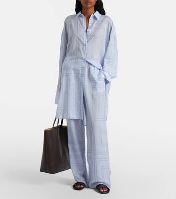 Embroidered cotton-blend poplin shirt | Toteme