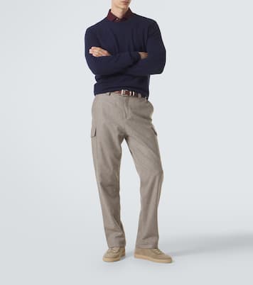 Leather-trimmed suede sneakers | Brunello Cucinelli