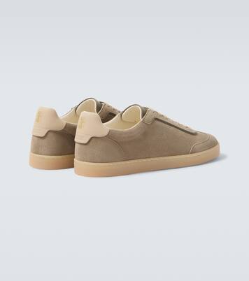 Leather-trimmed suede sneakers | Brunello Cucinelli