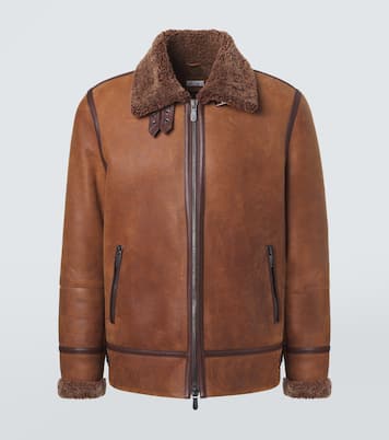 Shearling-lined leather jacket | Brunello Cucinelli