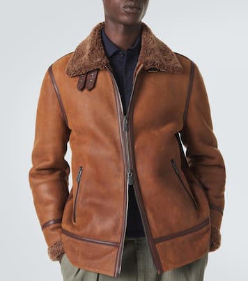 Shearling-lined leather jacket | Brunello Cucinelli