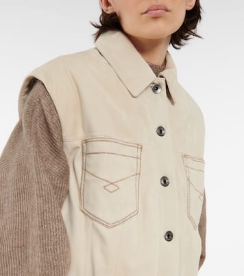 Gilet imbottito in suede | Brunello Cucinelli