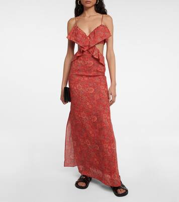 Robe longue Allegra en ramie à fleurs | SIR