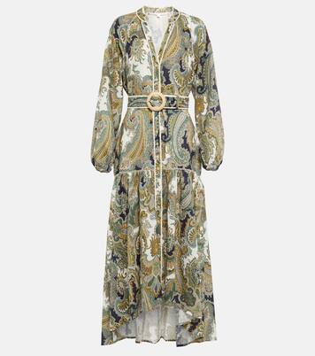 Robe midi Kadar imprimée en lin | Veronica Beard