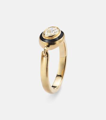 Ring Lenox Reign aus 18kt Gelbgold mit Emaille und Diamanten | Melissa Kaye