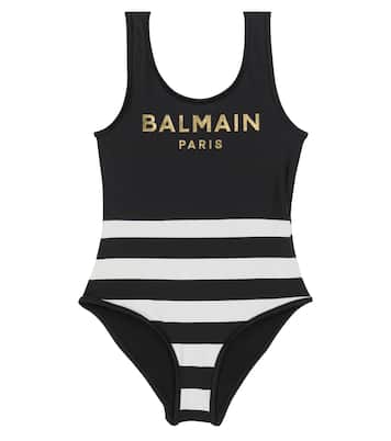 Logo striped swimsuit | Balmain Kids