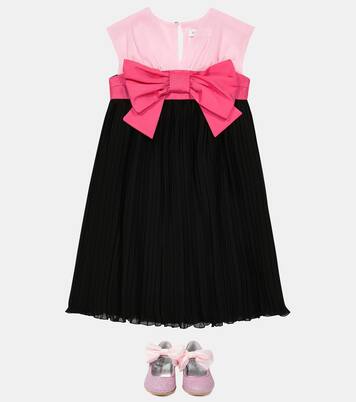 Bow-trimmed glitter ballet flats | Monnalisa