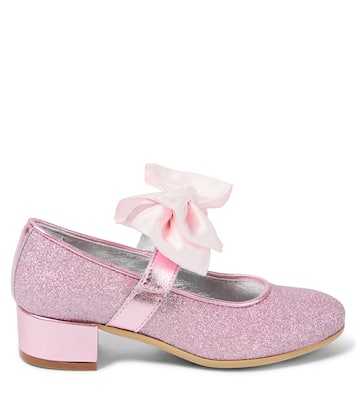 Bow-trimmed glitter ballet flats | Monnalisa