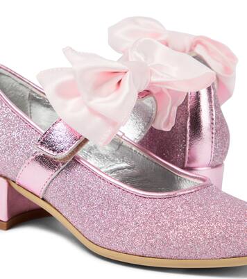Bow-trimmed glitter ballet flats | Monnalisa