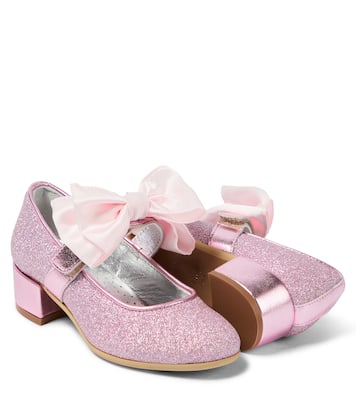 Bow-trimmed glitter ballet flats | Monnalisa