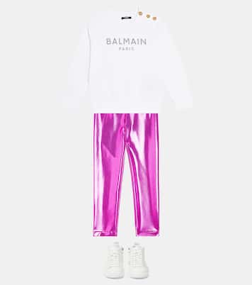 Logo cotton jersey sweatshirt  | Balmain Kids