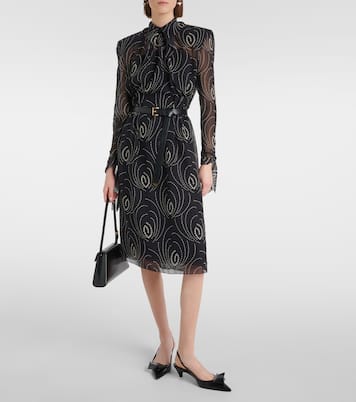 Abito midi in georgette con stampa | Prada
