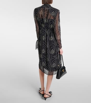 Abito midi in georgette con stampa | Prada