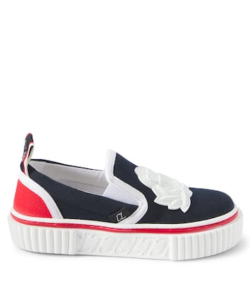 Pedrito Boat Crest canvas slip-on sneakers | Christian Louboutin Kids