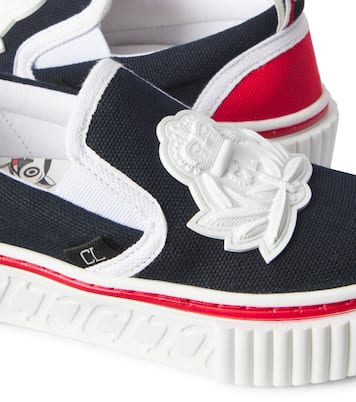 Pedrito Boat Crest canvas slip-on sneakers | Christian Louboutin Kids