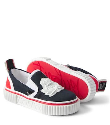 Pedrito Boat Crest canvas slip-on sneakers | Christian Louboutin Kids