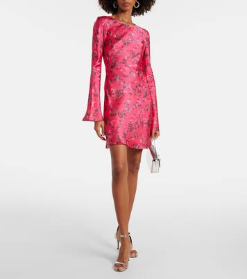 Robe en satin à fleurs | Ganni