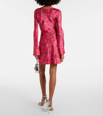 Robe en satin à fleurs | Ganni