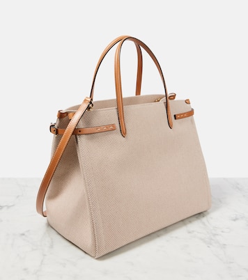 VLogo Large leather-trimmed shoulder bag | Valentino Garavani