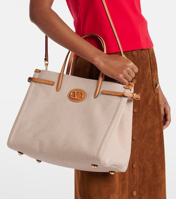 VLogo Large leather-trimmed shoulder bag | Valentino Garavani