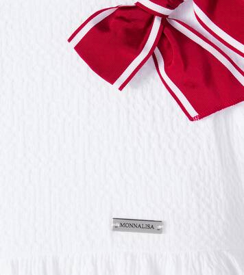 Bow-detail cotton dress | Monnalisa