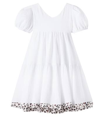 Bow-detail cotton dress | Monnalisa