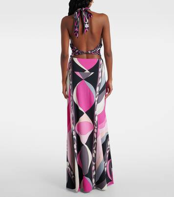 Falda larga Marmo de jersey de satén | Pucci