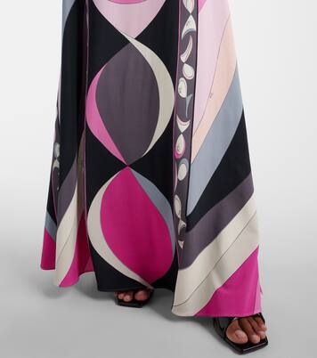 Falda larga Marmo de jersey de satén | Pucci